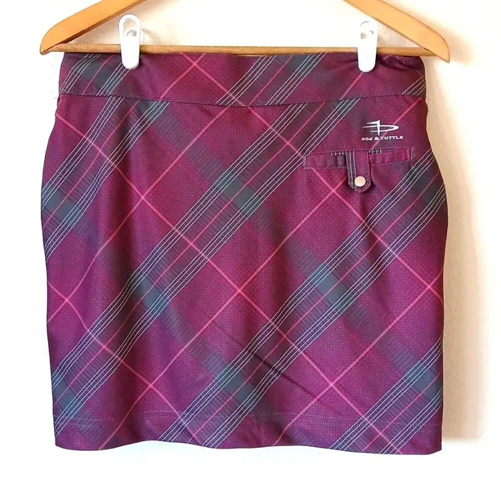 Page & Tuttle Purple Plaid Golf Skirt With Attached Shorts